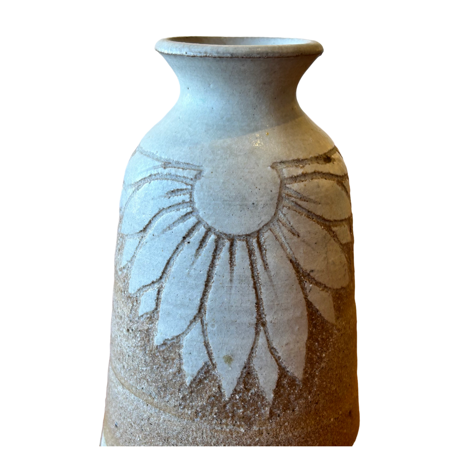 Flower Motif Studio Pottery Vessel