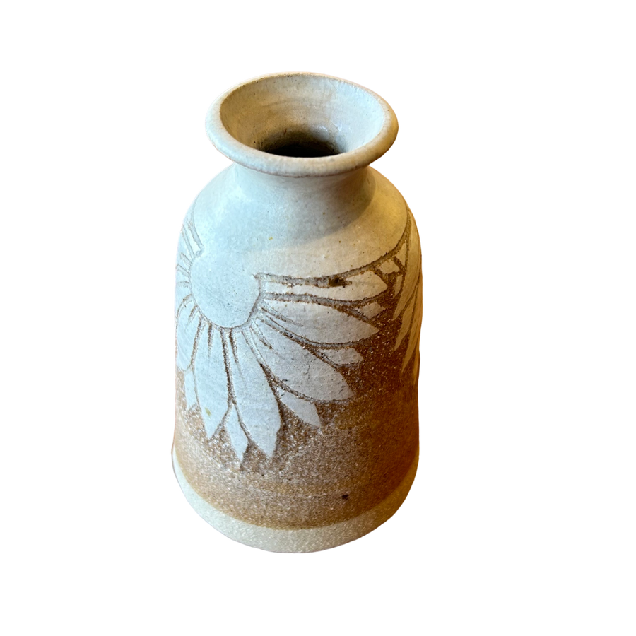 Flower Motif Studio Pottery Vessel