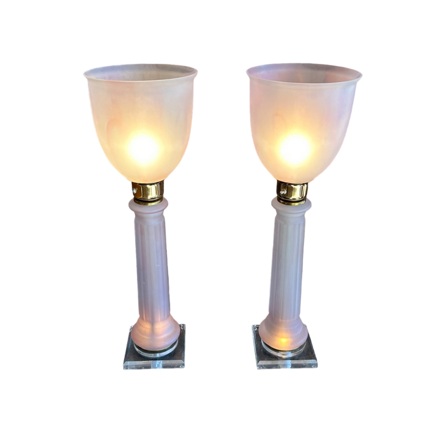 Pair of Glass Torchier Lamps by Mazda