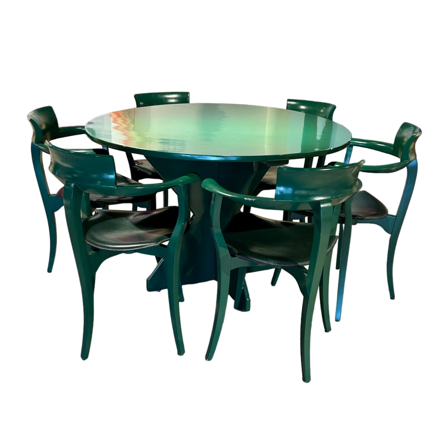 Spanish Green Lacquer Dining Set