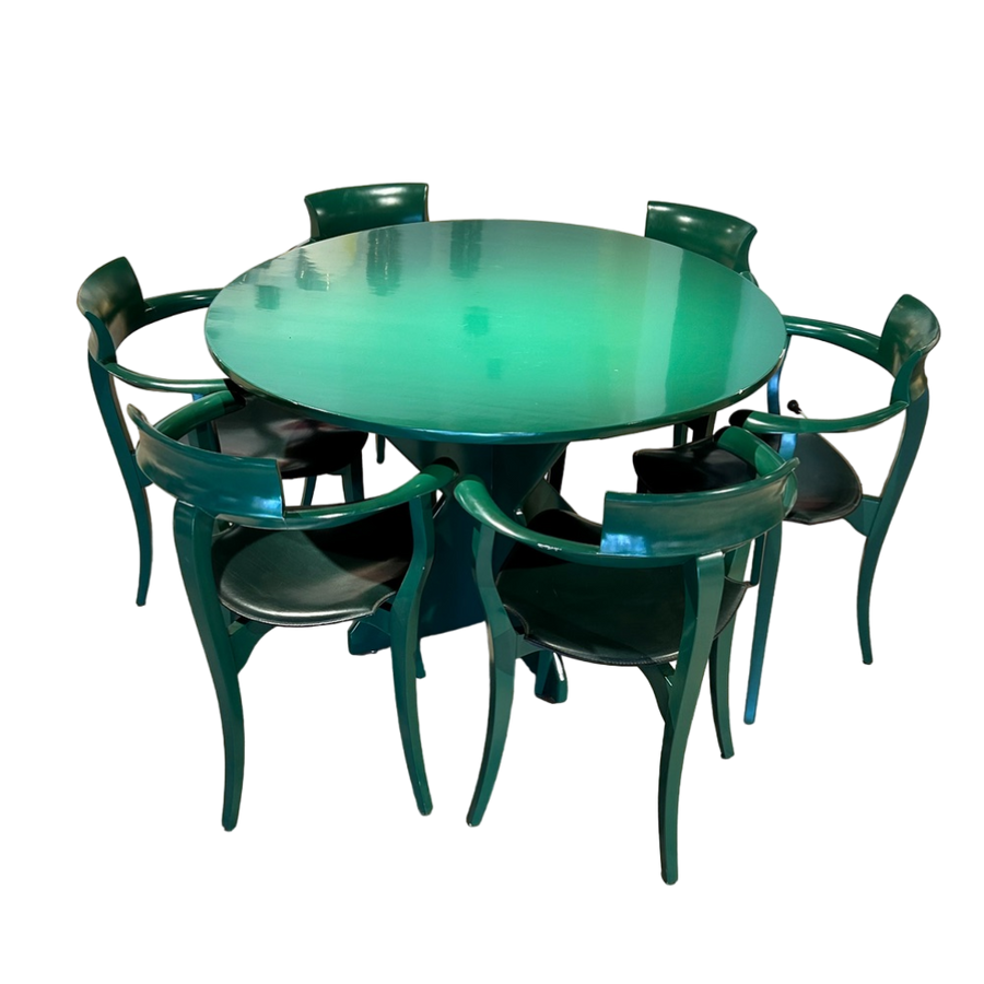 Spanish Green Lacquer Round Dining Table – Pop Up Home