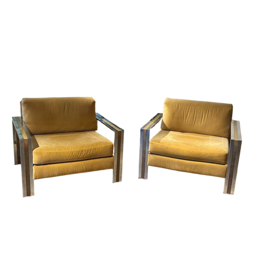 Pair of Mixed Metal Frame Arm Chairs by Pierre Cardin