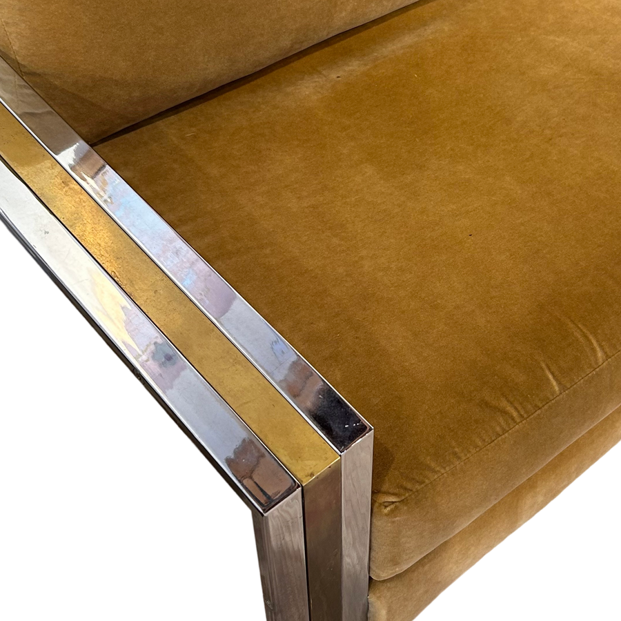 Pair of Mixed Metal Frame Arm Chairs by Pierre Cardin