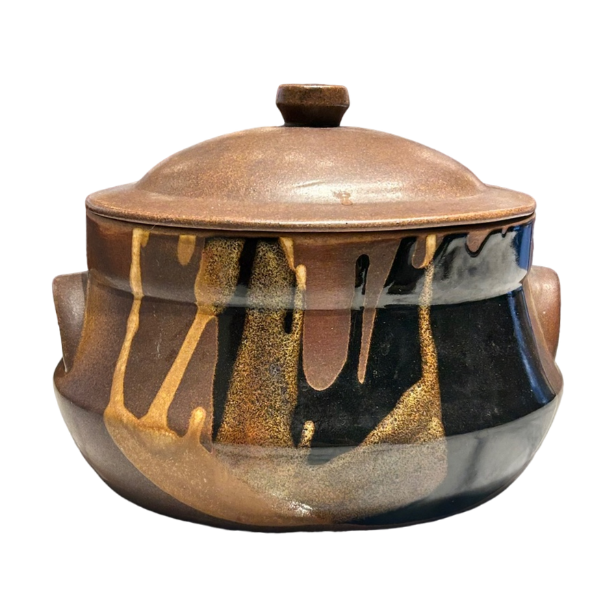 Lidded Drip Glaze Vessel