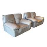 Italian Taupe Leather Chunky Armchair