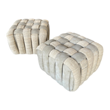 Pair of Leather Woven Ottomans