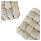 Pair of Leather Woven Ottomans