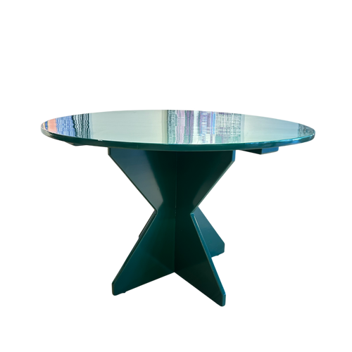 Spanish Green Lacquer Round Dining Table