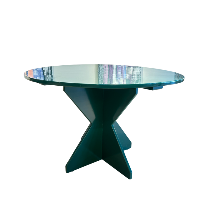 Spanish Green Lacquer Round Dining Table