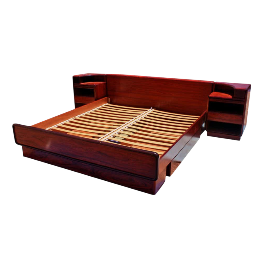 Danish Rosewood Bed Frame and Nightstands by Brouer Møbelfabrik