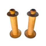 Pair of Wood Candle Holders with Bronze Accents