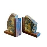 Pair of Wood Accent Stone Bookends