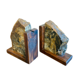 Pair of Wood Accent Stone Bookends