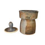 Light Blue Accent Drip Glaze Lidded Vessel