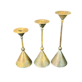 Trio of 3 Brass Candle Holders
