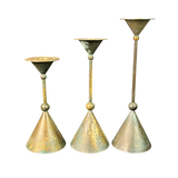 Trio of 3 Brass Candle Holders