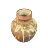 Matte Ceramic Vessel with Blue Accents