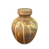 Matte Ceramic Vessel with Blue Accents