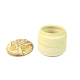 Cream Round Lidded Pottery Vessel