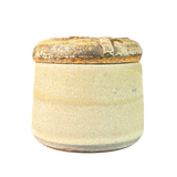 Cream Round Lidded Pottery Vessel