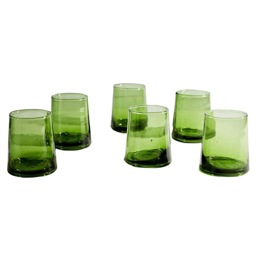 Set Of 6 Hand Blown Moroccan Beldi Glasses