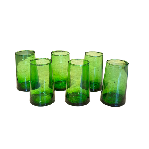 Set Of 6 Hand Blown Moroccan Beldi Glasses