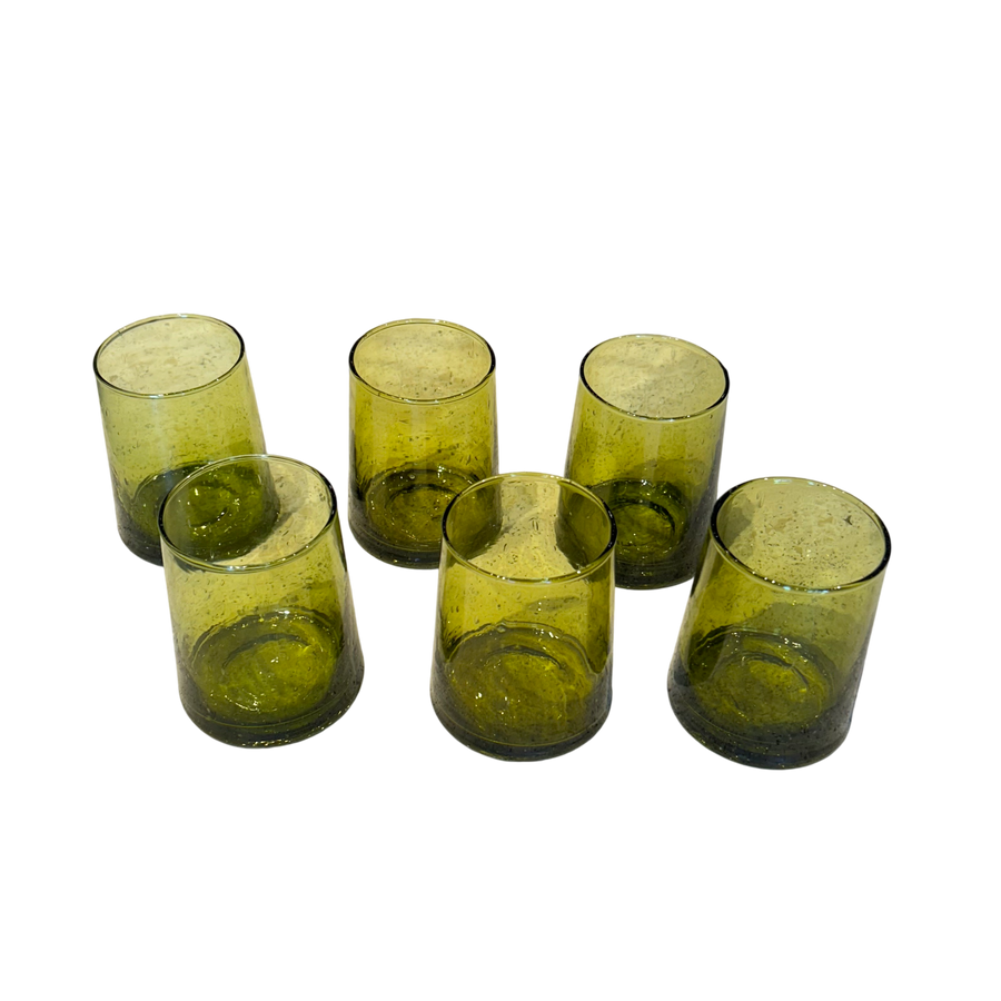 Set Of 6 Hand Blown Moroccan Beldi Glasses