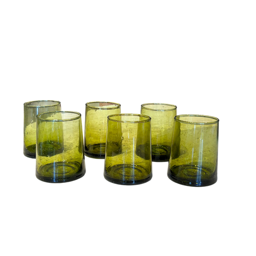 Set Of 6 Hand Blown Moroccan Beldi Glasses