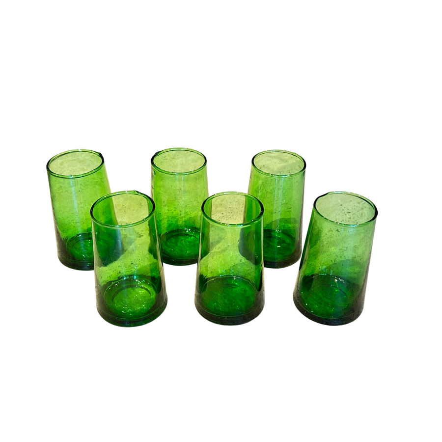 Set Of 6 Hand Blown Moroccan Beldi Glasses