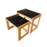 Pair of Painted Wood Slat Nesting Tables