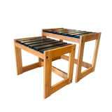 Pair of Painted Wood Slat Nesting Tables