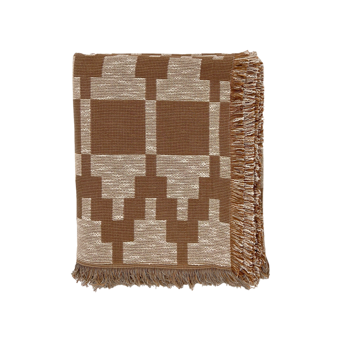 Folk Textiles Willa Throw Blanket in Mud