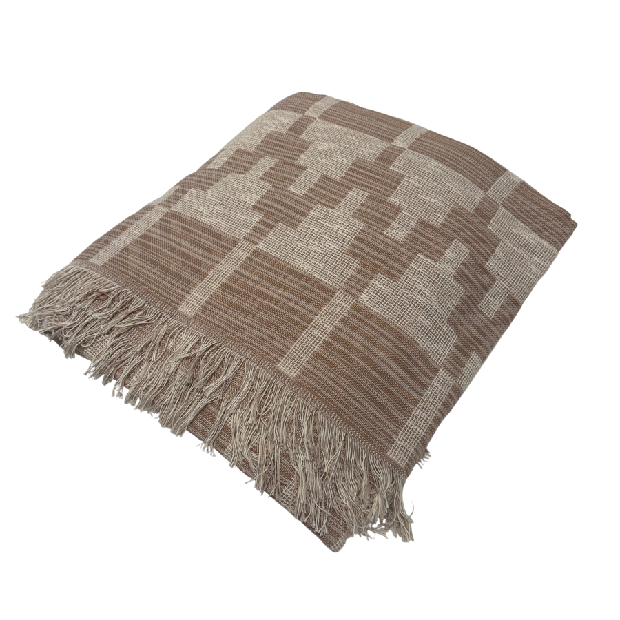 Folk Textiles Willa Throw Blanket in Peach