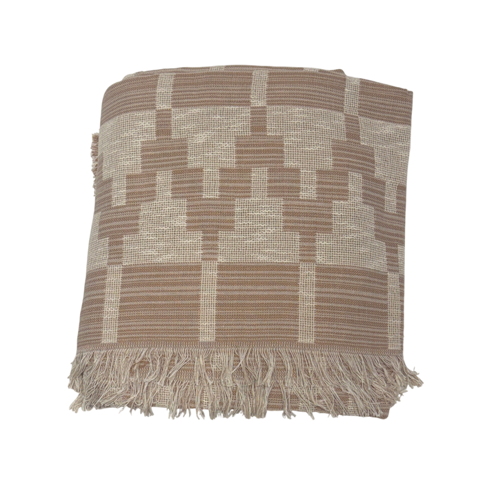 Folk Textiles Willa Throw Blanket in Peach