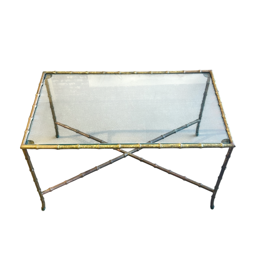 Brass Bamboo Frame Side Table