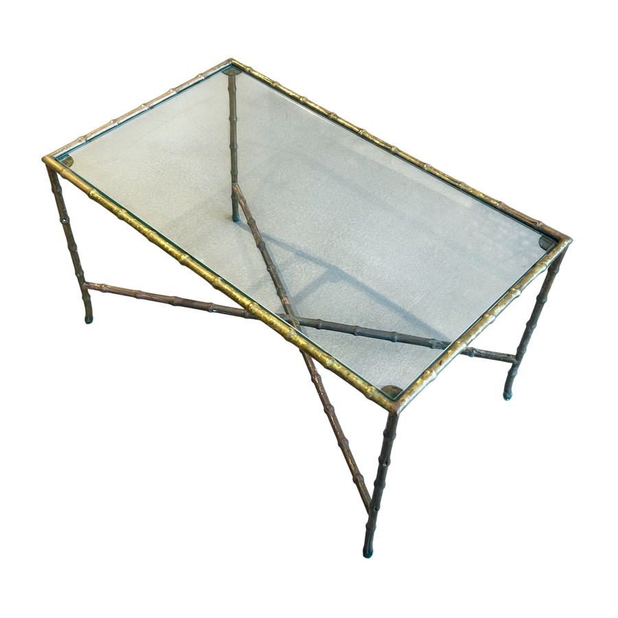 Brass Bamboo Frame Side Table