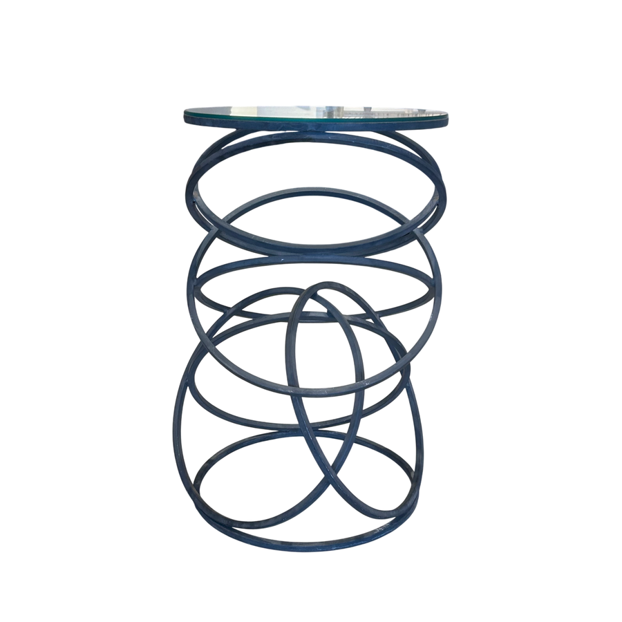 Spiraled Iron Glass Top Side Table