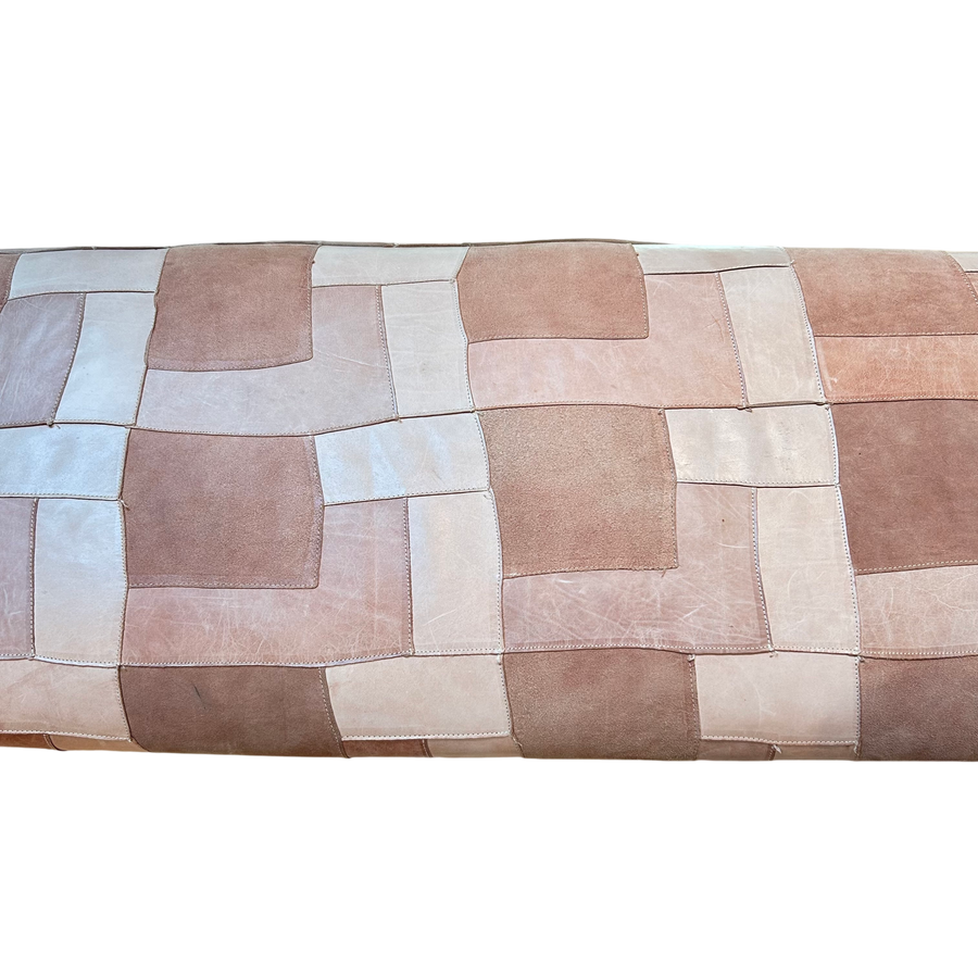 Patchwork Suede and Walnut Bench