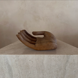 Light Wood Open Palm Sculpture