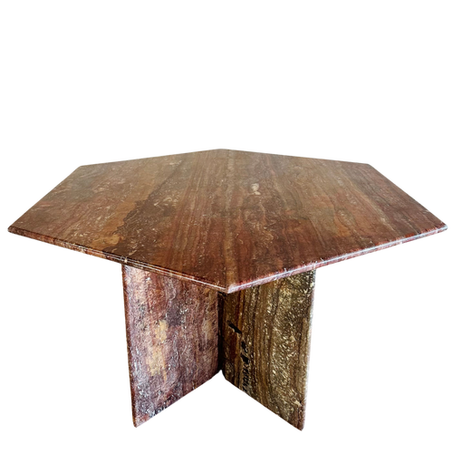 Hexagonal Spanish Red Travertine Dining Table
