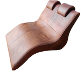 Italian Two Seater Leather Wave Chaise Lounge