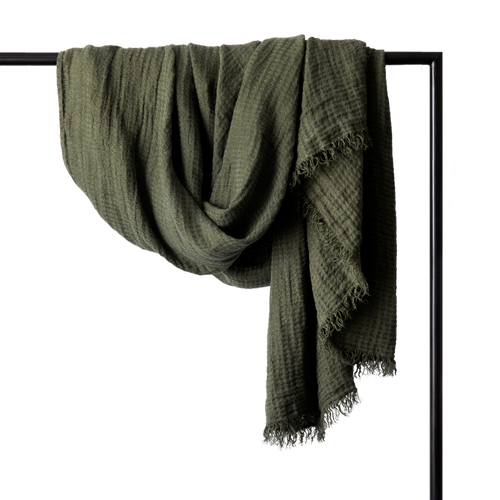 Estela Linen Waffle Throw by Cultiver - Forest