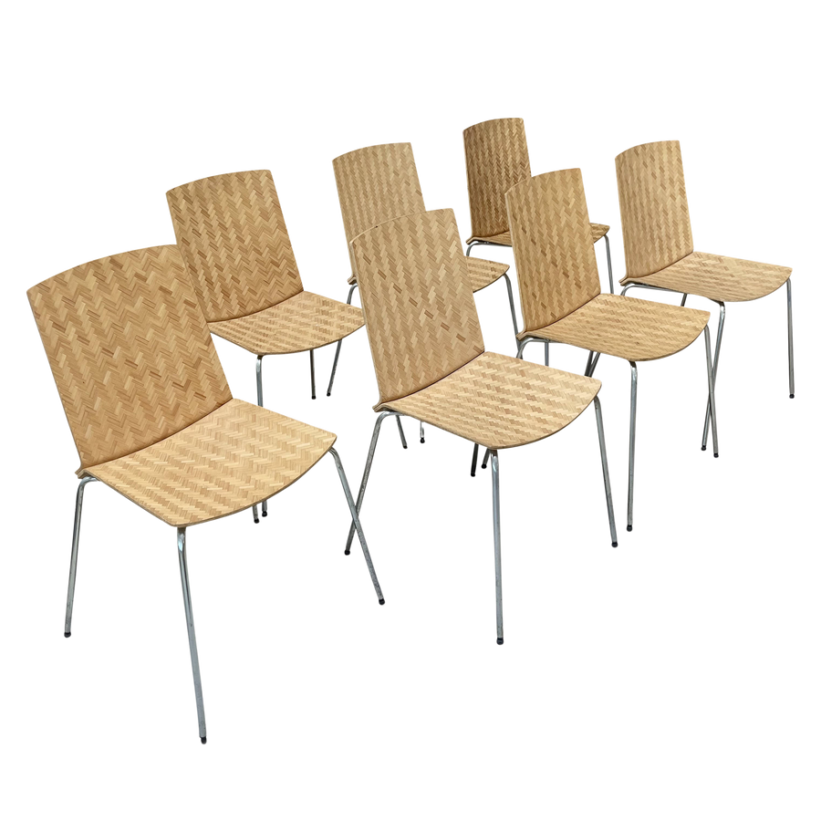 Set of 7 Woven Stacking Chairs