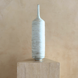 Tall Ribbed Cream Studio Pottery Vessels