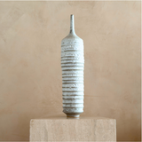 Tall Ribbed Cream Studio Pottery Vessels