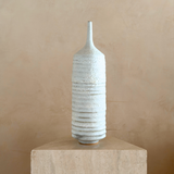 Tall Ribbed Cream Studio Pottery Vessels