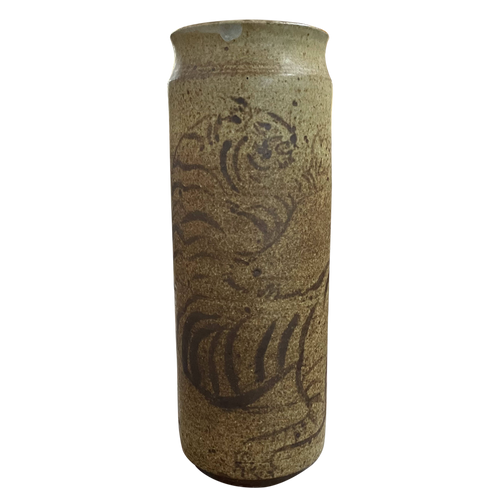 Tall Tiger Motif Vase