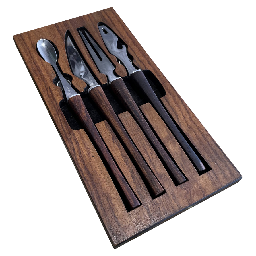 Utensil Set with Wood Display Tray