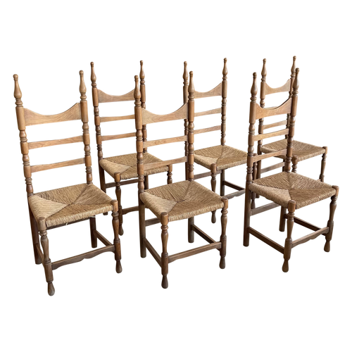 Set of 6 Ladder Back Caned Chairs