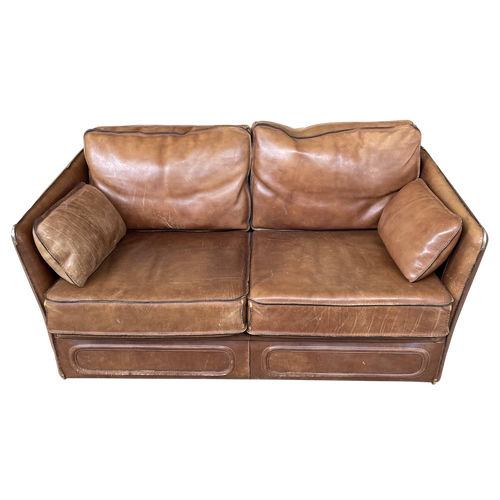 Leather Loveseat with Brass Details by Roche Bobois